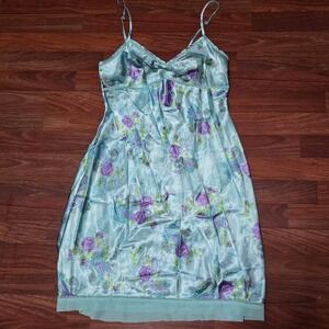 Apt 9 Satin Babydoll Slip Dress Camisole Pastel Floral Y2K Fairy Womens M Soft